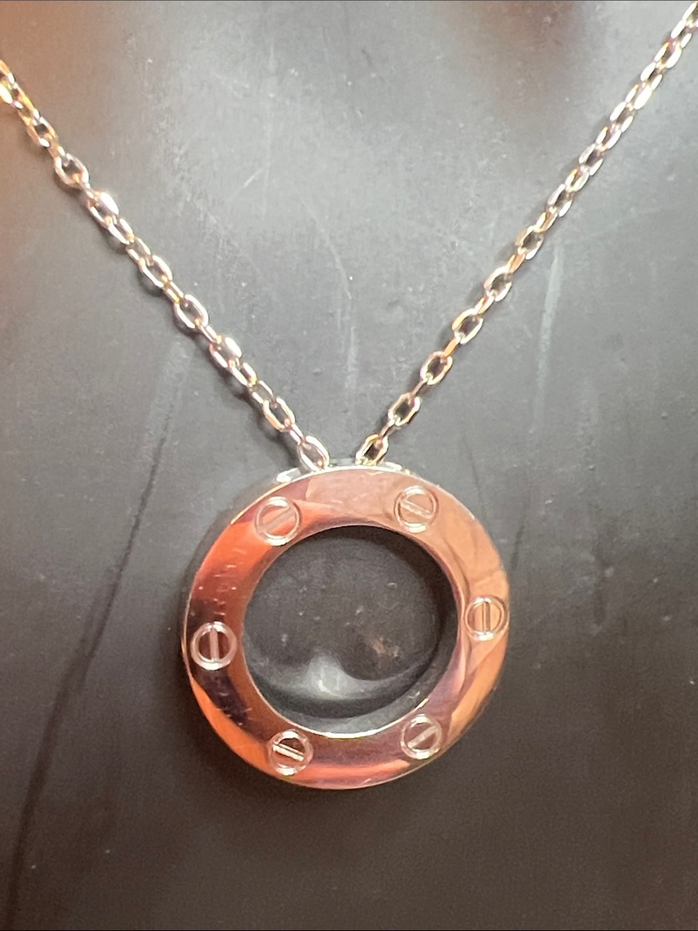 Silver Circular Pendant Necklace - Women's Jewelry